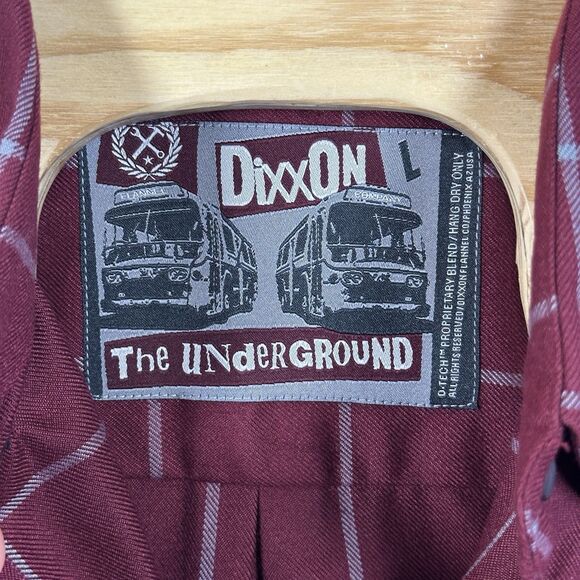 Dixxon The Underground Flannel Men’s Size Large Long Sleeve Pearl Snap Red NWOT - Picture 5 of 16